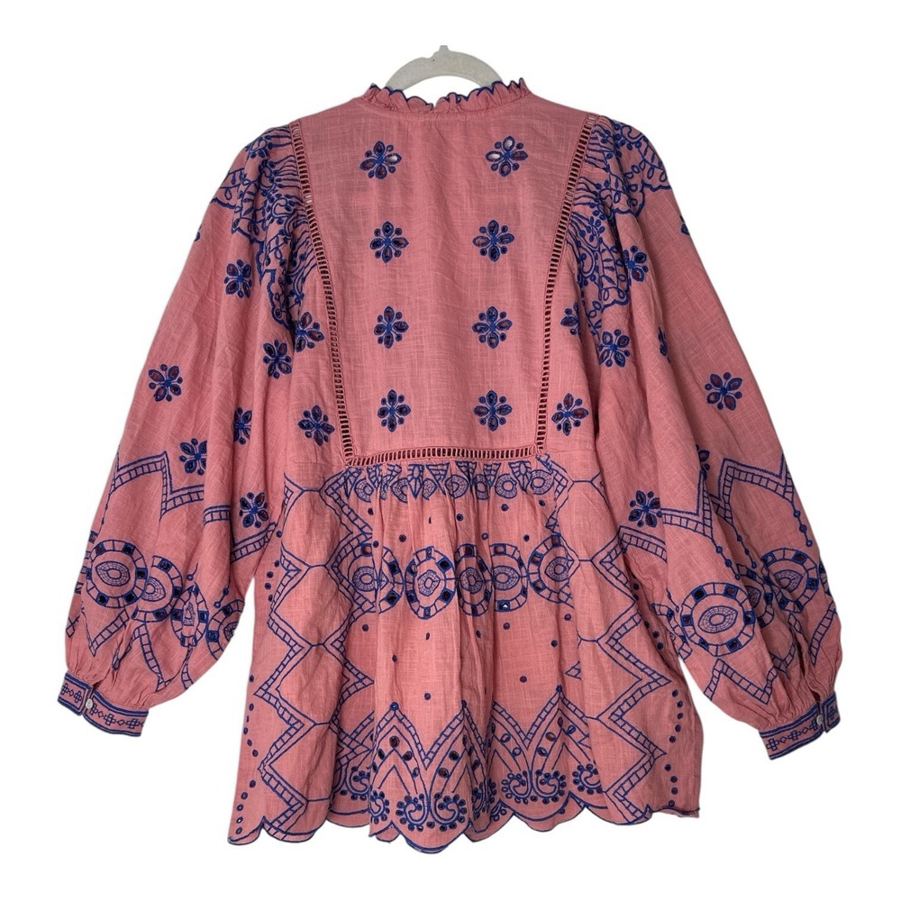 Sundance Blouse Women's Large Embroidered Romantic Boho Long Sleeve Top - Picture 3 of 9